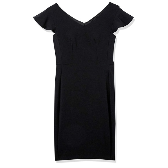 Lark & Ro Flutter Sleeve V Neck Sheath Dress - Picture 4 of 11